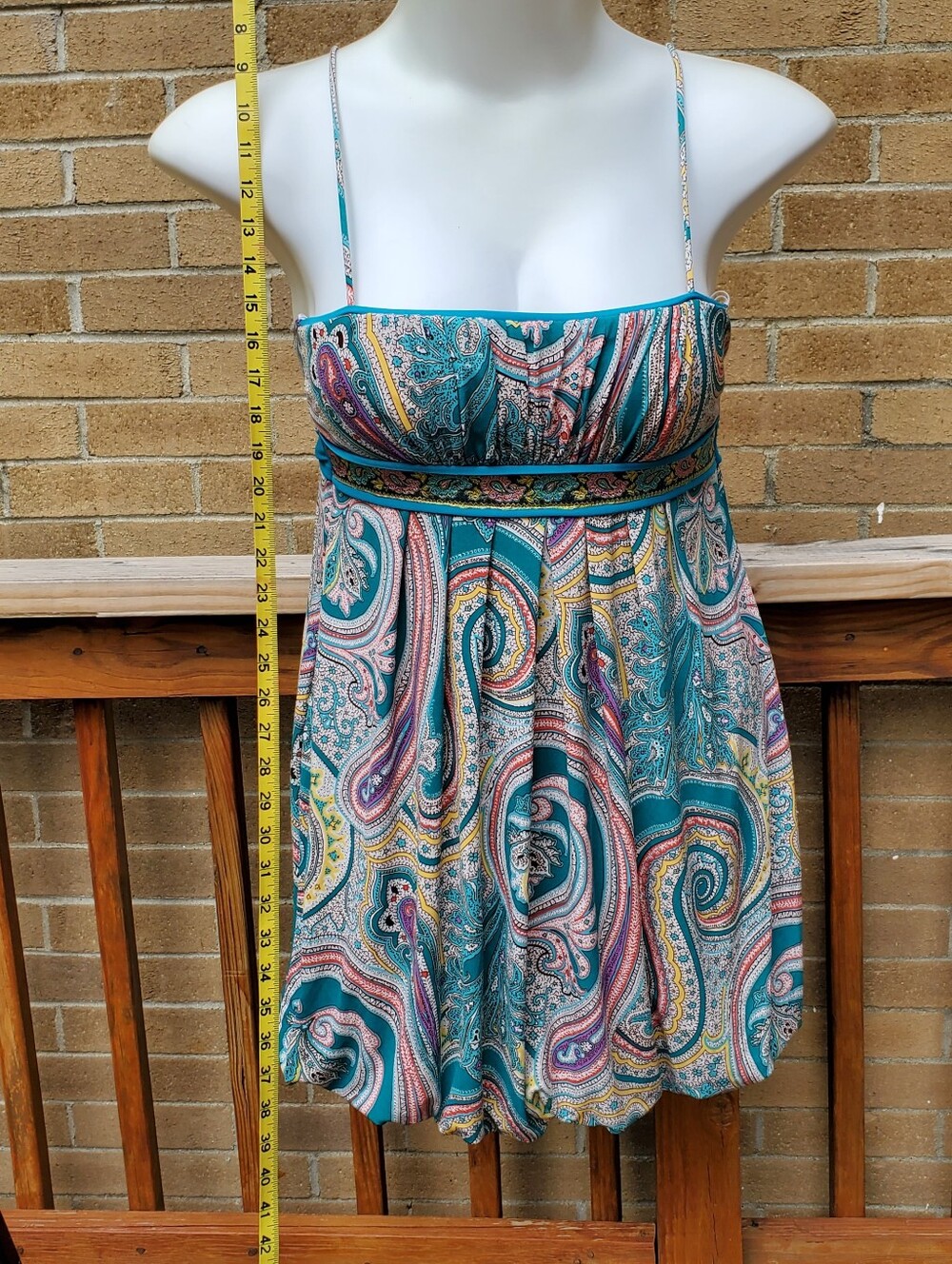 City Studio Teal Paisley Spaghetti Strap Mini Dress